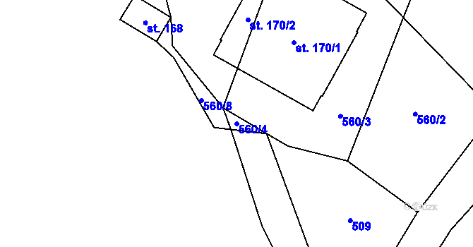 Parcela st. 560/4 v KÚ Dub u Prachatic, Katastrální mapa