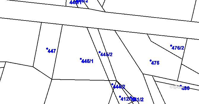 Parcela st. 445/2 v KÚ Dub u Prachatic, Katastrální mapa