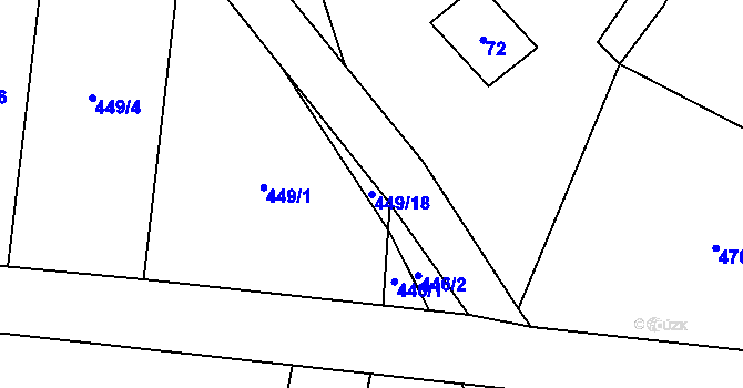 Parcela st. 449/18 v KÚ Dub u Prachatic, Katastrální mapa