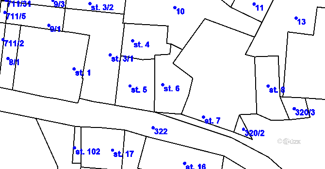 Parcela st. 6 v KÚ Dubská Lhota, Katastrální mapa