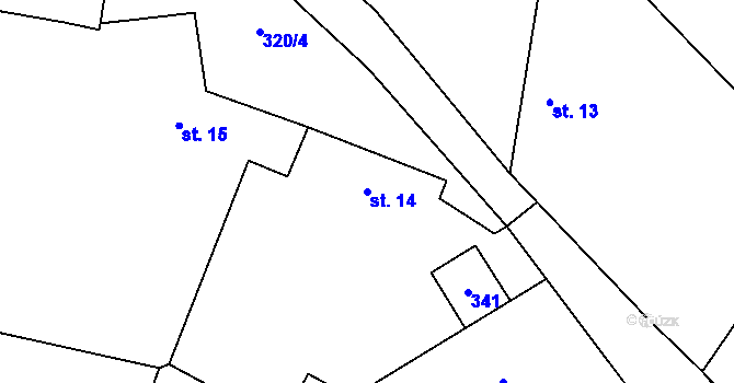Parcela st. 14 v KÚ Dubská Lhota, Katastrální mapa