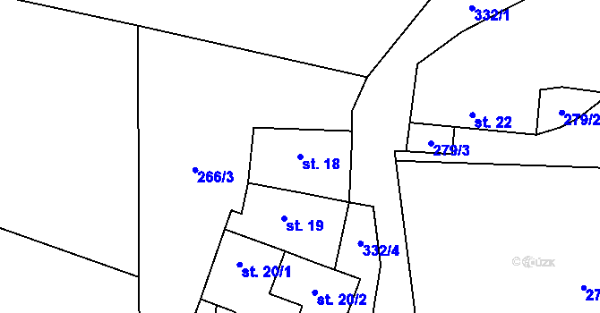 Parcela st. 18 v KÚ Dubská Lhota, Katastrální mapa