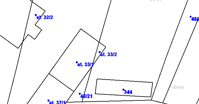 Parcela st. 33/2 v KÚ Dubská Lhota, Katastrální mapa
