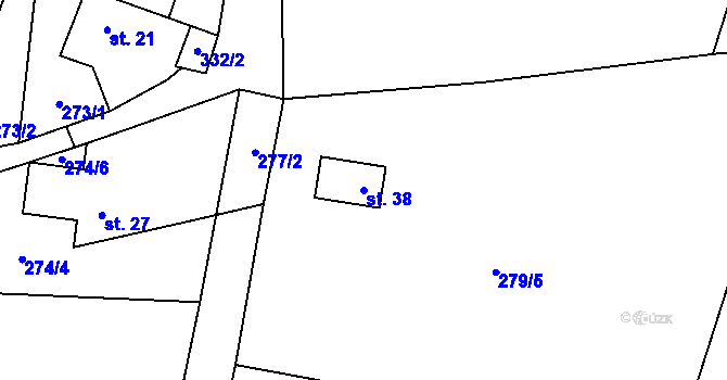 Parcela st. 38 v KÚ Dubská Lhota, Katastrální mapa
