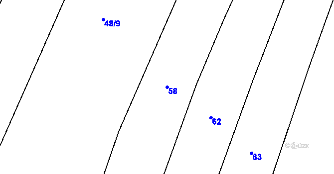 Parcela st. 58 v KÚ Dubská Lhota, Katastrální mapa