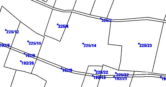 Parcela st. 225/14 v KÚ Dubská Lhota, Katastrální mapa