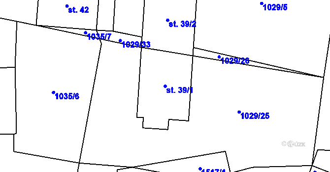 Parcela st. 39/1 v KÚ Javornice u Dubu, Katastrální mapa