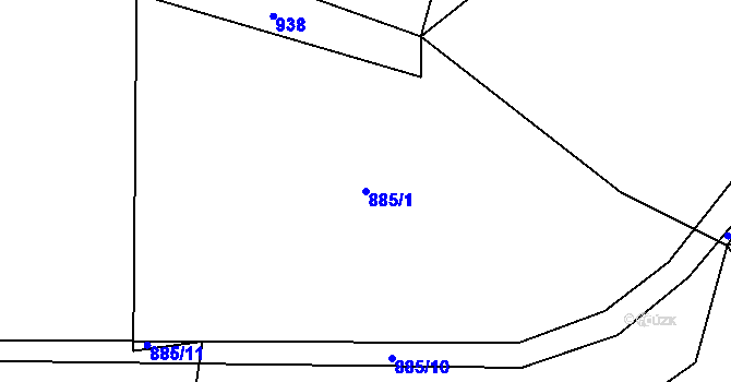 Parcela st. 885/1 v KÚ Javornice u Dubu, Katastrální mapa
