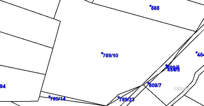 Parcela st. 789/10 v KÚ Javornice u Dubu, Katastrální mapa