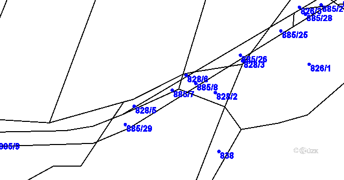 Parcela st. 885/7 v KÚ Javornice u Dubu, Katastrální mapa