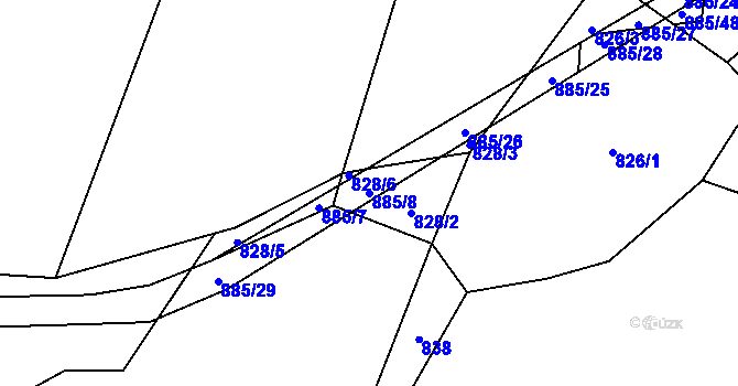 Parcela st. 885/8 v KÚ Javornice u Dubu, Katastrální mapa
