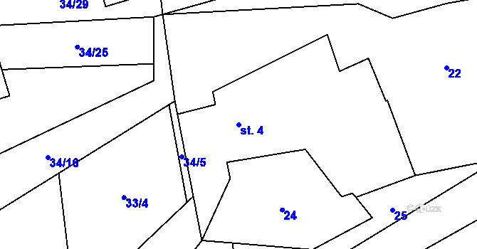 Parcela st. 4 v KÚ Lipovice, Katastrální mapa