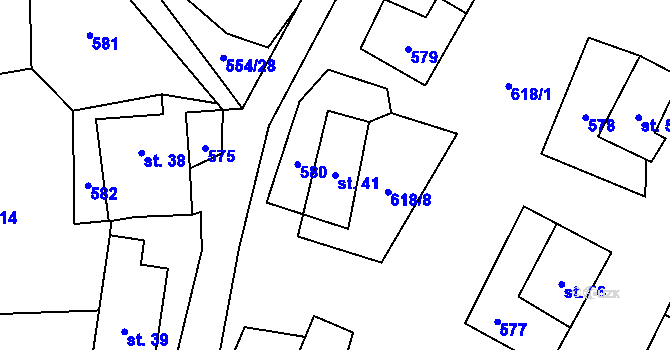 Parcela st. 41 v KÚ Lipovice, Katastrální mapa