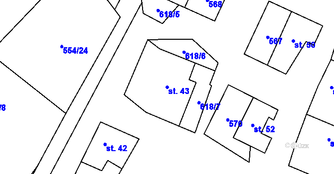 Parcela st. 43 v KÚ Lipovice, Katastrální mapa