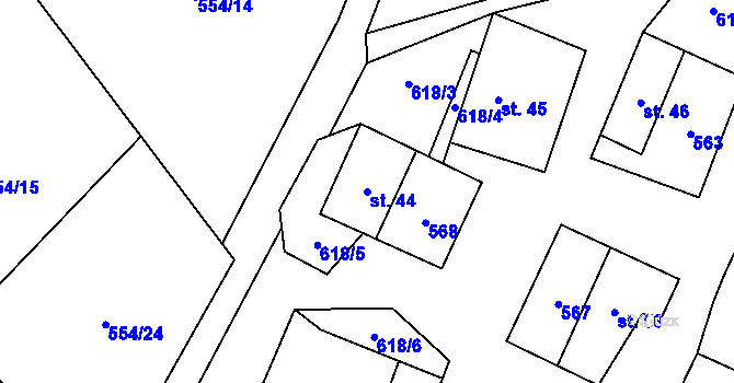 Parcela st. 44 v KÚ Lipovice, Katastrální mapa