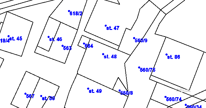 Parcela st. 48 v KÚ Lipovice, Katastrální mapa