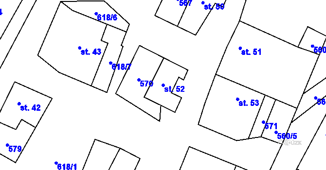 Parcela st. 52 v KÚ Lipovice, Katastrální mapa