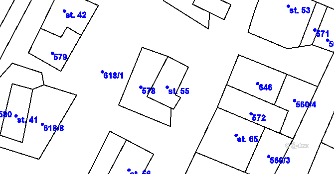 Parcela st. 55 v KÚ Lipovice, Katastrální mapa