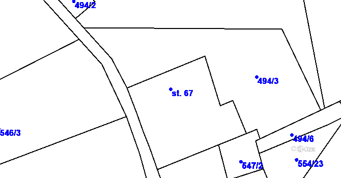 Parcela st. 67 v KÚ Lipovice, Katastrální mapa