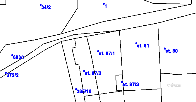 Parcela st. 87/1 v KÚ Lipovice, Katastrální mapa