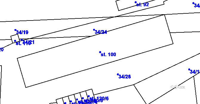 Parcela st. 100 v KÚ Lipovice, Katastrální mapa