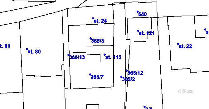 Parcela st. 115 v KÚ Lipovice, Katastrální mapa