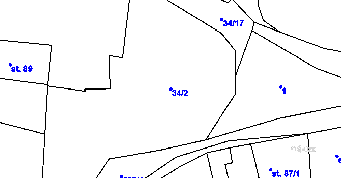 Parcela st. 34/2 v KÚ Lipovice, Katastrální mapa
