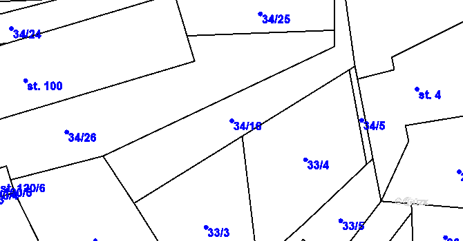 Parcela st. 34/16 v KÚ Lipovice, Katastrální mapa