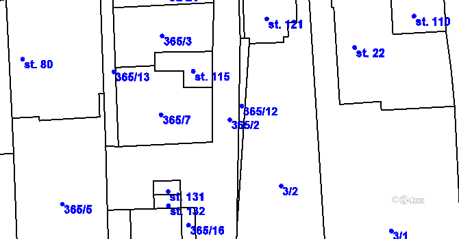 Parcela st. 365/2 v KÚ Lipovice, Katastrální mapa
