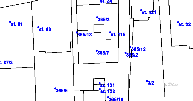 Parcela st. 365/7 v KÚ Lipovice, Katastrální mapa
