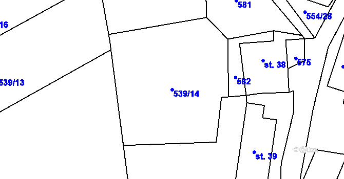 Parcela st. 539/14 v KÚ Lipovice, Katastrální mapa