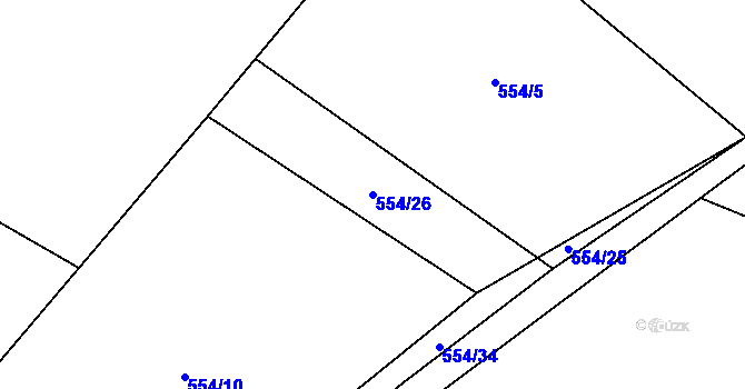 Parcela st. 554/26 v KÚ Lipovice, Katastrální mapa