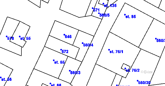 Parcela st. 560/4 v KÚ Lipovice, Katastrální mapa