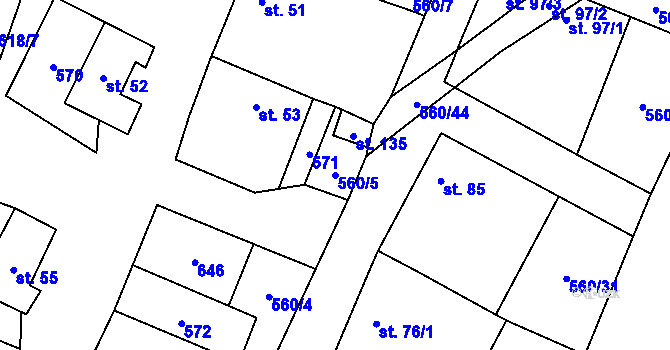 Parcela st. 560/5 v KÚ Lipovice, Katastrální mapa