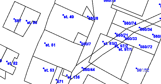 Parcela st. 560/7 v KÚ Lipovice, Katastrální mapa