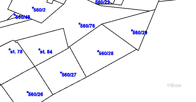 Parcela st. 560/28 v KÚ Lipovice, Katastrální mapa