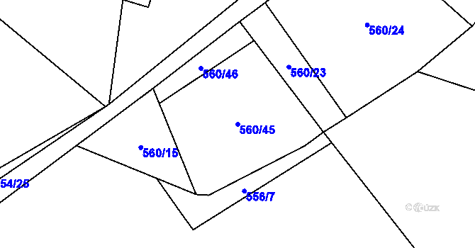 Parcela st. 560/45 v KÚ Lipovice, Katastrální mapa