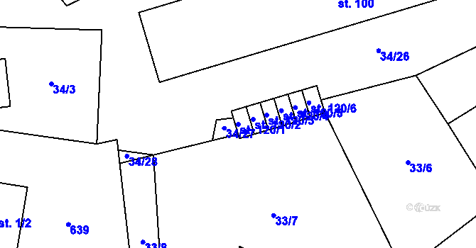 Parcela st. 120/1 v KÚ Lipovice, Katastrální mapa