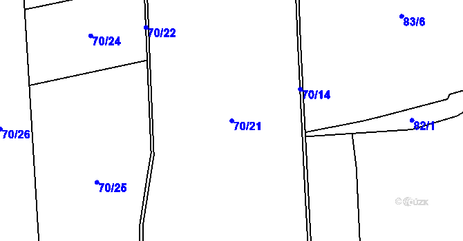 Parcela st. 70/21 v KÚ Lipovice, Katastrální mapa
