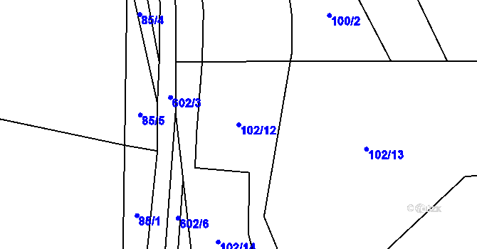 Parcela st. 102/12 v KÚ Lipovice, Katastrální mapa