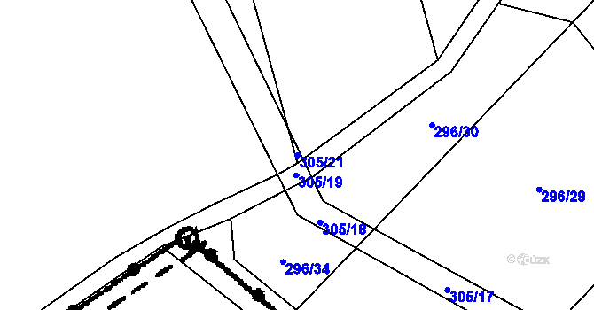 Parcela st. 305/21 v KÚ Lipovice, Katastrální mapa