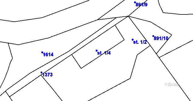 Parcela st. 1/4 v KÚ Dub u Ratibořských Hor, Katastrální mapa
