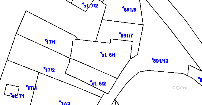 Parcela st. 6/1 v KÚ Dub u Ratibořských Hor, Katastrální mapa