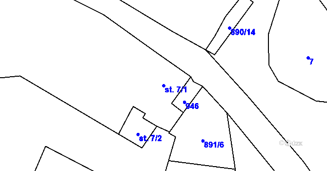 Parcela st. 7/1 v KÚ Dub u Ratibořských Hor, Katastrální mapa