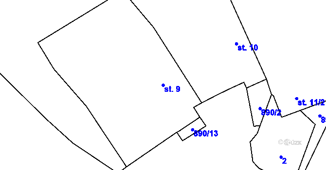 Parcela st. 9 v KÚ Dub u Ratibořských Hor, Katastrální mapa