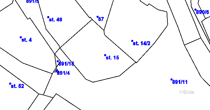 Parcela st. 15 v KÚ Dub u Ratibořských Hor, Katastrální mapa