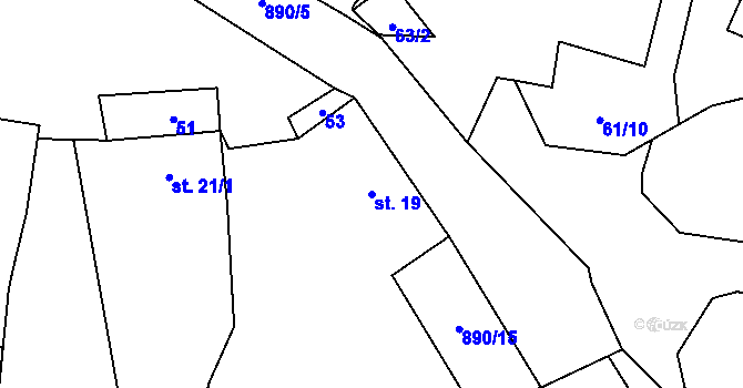Parcela st. 19 v KÚ Dub u Ratibořských Hor, Katastrální mapa