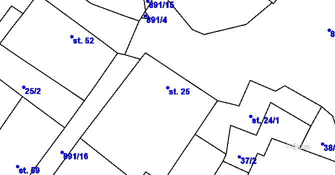 Parcela st. 25 v KÚ Dub u Ratibořských Hor, Katastrální mapa