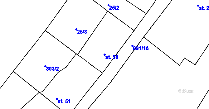 Parcela st. 59 v KÚ Dub u Ratibořských Hor, Katastrální mapa