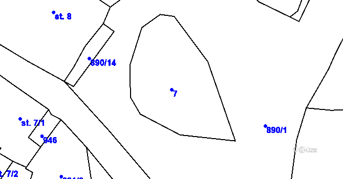 Parcela st. 7 v KÚ Dub u Ratibořských Hor, Katastrální mapa